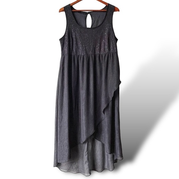 Maurice’s Women’s Linen Dress Sleeveless Flutter Hem Charcoal Gray - Picture 1 of 7